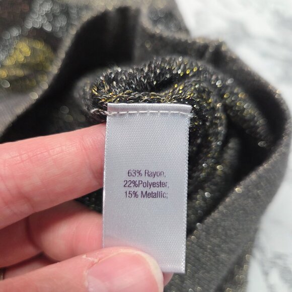 JL Jennifer Lopez Medium Green Black Metallic Camo Pull On Knee Length Skirt - Picture 8 of 9